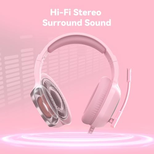 IMYB A36 Pink Gaming Headset with Mic Stereo Headphones for Pc, PS5, Xbox - Image 2