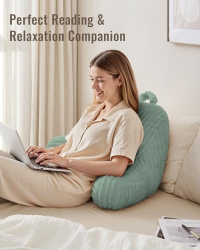 Blissful Diary Reading Pillow for Sitting in Bed, Flannel Back Pillow Bed Sitting Up for Adult & Children, Backrest Cushion for Sit Up in Couch or Floor, Dorm Essentials, Mint Green - Image 5