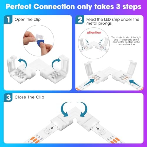 10Packs 3-Pin L Shape RGB LED Light Strip Connectors 8mm Unwired Gapless Solderless Adapter Terminal Extension - Image 3
