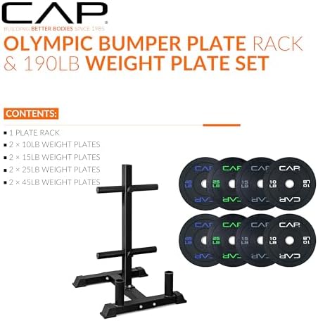 CAP 2-inch Olympic Bumper Plate Weight Set | 100-370 lbs | Multiple Colors | Storage Rack Optional - Image 2