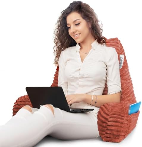 Nestl Reading Pillow with Shredded Memory Foam, Luxe Cut Plush Back Pillow for Sitting Up in Bed, Back and Arms Adjustable Support for Adult & Teens, Backrest Pillows with Washable Cover Misty Rose - Image 7