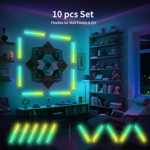 Music Sync LED Wall Lights, 10 Pack Independent Control RGB with App & USB, Beat Activated Lights for Gaming Room, Sensory Room, Party - Image 5