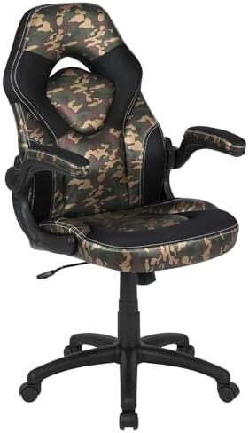 Flash Furniture X10 Gaming Chair Racing Office Ergonomic Computer PC Adjustable Swivel Chair with Flip-up Arms, Camouflage/Black LeatherSoft | Ergonomic, Adjustable, Flip-up Arms, Racing Style by FlashFurniture