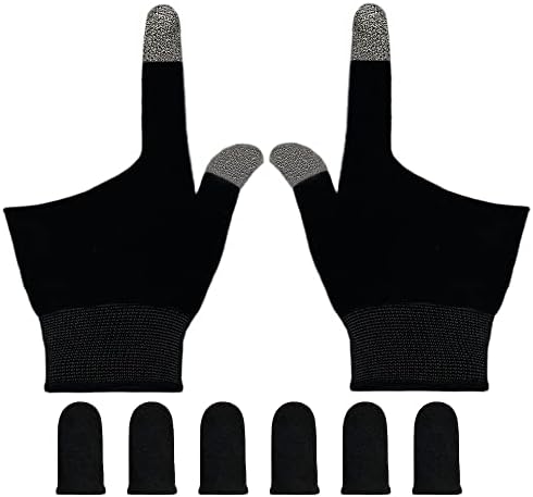 Gaming Gloves for Sweaty Hands, Ultra-Thin Breathable Touchscreen Game Gloves with Thumb Finger Sleeves for iPad Tablet/Mobile Phone by Rakizbe