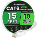 CableGeeker Cat 6 Flat Ethernet Cable 15ft, 10Gbps, White by CableGeeker