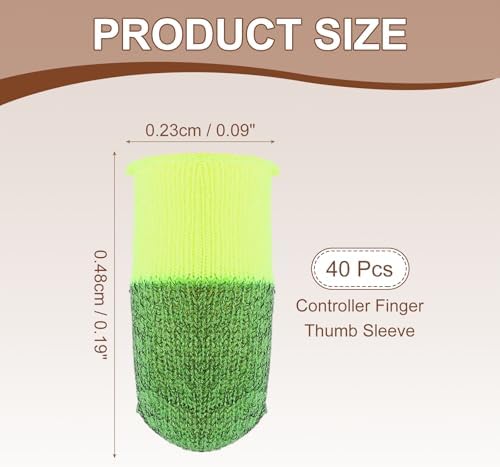 PATIKIL Controller Finger Thumb Sleeve, 40 Pack Mobile Gaming Finger Sleeve Silver Fiber Tip Gloves Anti-Sweat Breathable for Game Phone Touchscreen Devices, Green/Yellow - Image 2