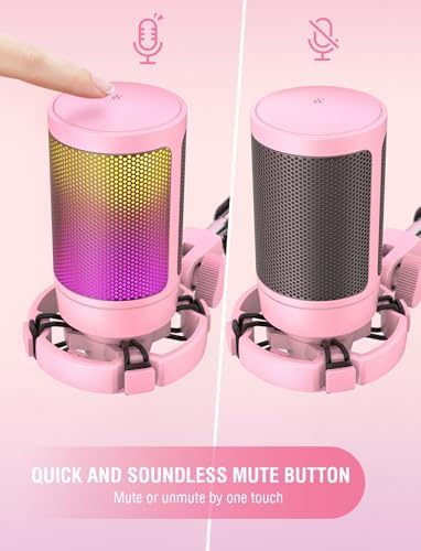 FIFINE AmpliGame Pink USB Gaming Microphone, Condenser RGB Mic for PC/PS5 - Image 2