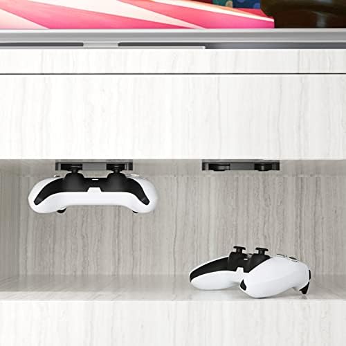 2 Pcs Controller Desk Mount Fit for PlayStation 5/PlayStation 4 Controller, PS5 Controller Holder Storage Rack, No Drilling Stick Under Desk Stand Hanger for PS4 Gaming Controllers - Image 4
