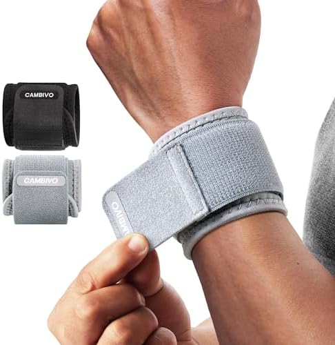 CAMBIVO 2 Pack Wrist Brace for Carpal Tunnel with wraps, Gray | Wrist Support, Adjustable Wrist Wraps for Weightlifting, Tendonitis, Pain Relief, Sleeping, Night, Gym, Neoprene, Both Hands by CAMBIVO