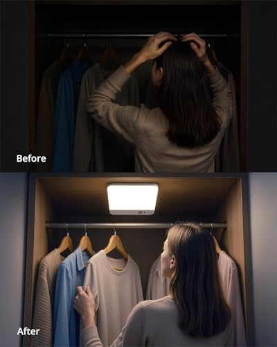 Combuh Battery Operated Ceiling Light Wireless with Remote Square 7.87" - Image 6