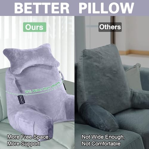 SLIGUY Reading Pillow-Bed Rest Pillow with Detachable Neck Roll & Support Arm for Sitting in Bed Couch or Floor-Backrest Reading Pillow Adult Back Pillow for Reading/Watching TV/Gaming/Relaxing,Grey - Image 4
