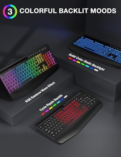 SABLUTE Wireless Keyboard and Mouse Combo - 9 Backlit Effects, 2.4GHz - Image 2