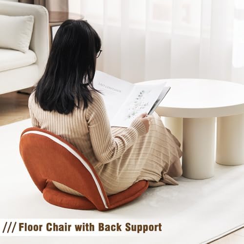 YOUKEEEJOJO Floor Chair 5-Position Adjustable Back Support Chair Foldable Camping, Floor Lounger,Corduroy Fabric, Video-Gaming Reading Watching, Indoor Outdoor Use(0range) - Image 6
