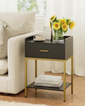 Masupu Nightstand,Bedside Table 3-Tier Modern Night Stand with Storage Drawer and Shelf,Small End Side Table for Bedroom,Living Room,Black (Without Outlet, Black) by Masupu