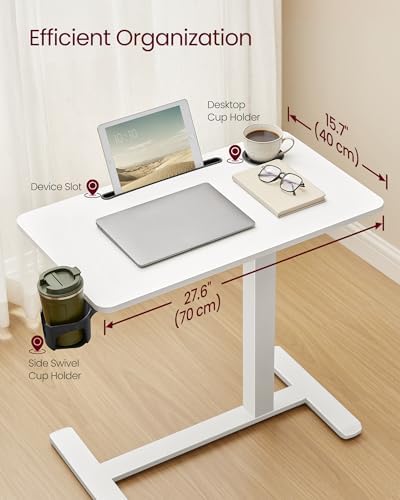 VASAGLE Overbed Table with Wheels, Mobile Laptop Standing Desk, 27.6 Inch - Image 6