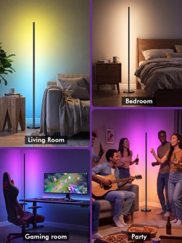 RGBICW Corner Floor Lamp, Smart LED Floor Lamp for Ambient Lighting with 16 Million Colors, App & Remote Control, 68 Scene Modes, Music Sync, Adjustable Warm White for Bedroom Living Room - Image 6