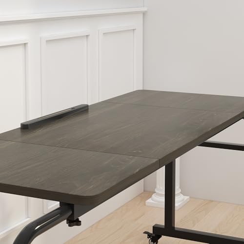 TigerDad Tilt Overbed Table with Wheels, Height Adjustable Rolling Desk for King Queen Bed, Tilting Laptop Cart Mobile Computer Workstation, Dekuwood - Image 5