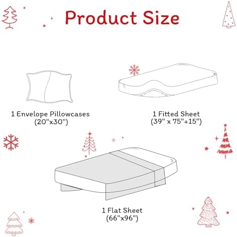 JSD Red Christmas Tree Kids Twin Sheet Set 3 Piece - Image 6