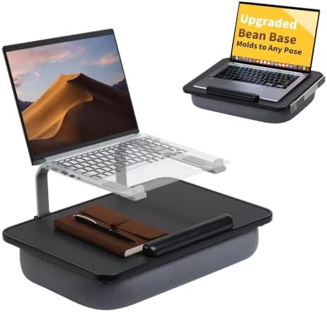 Rimkoo Elevated Lap Desk for 15.6" Laptop, 2-in-1 Dual Laptop Stand with Pillow Cushion, Lightweight Lap Tray for Couch & Bed, Ergonomic Design for Stable Typing & Relaxed Posture, Black by Unknown