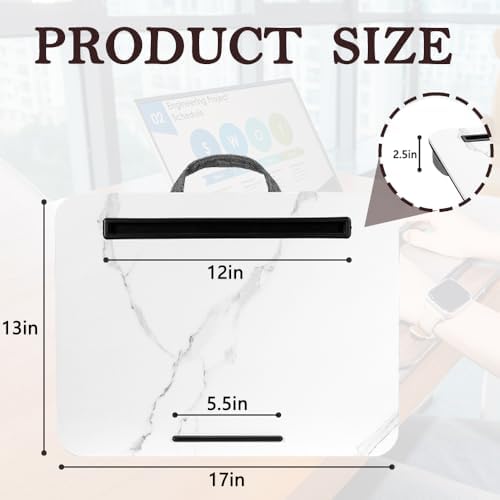 Portable Laptop Desk Fits Up to 16“ Laptops, with Tablet Slot, Built-in Cushion, Great for Home & Office,Lap Desk for Laptop,Lap Desk with Cushion (White Marble, Medium) - Image 2