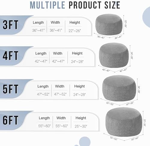 HABUTWAY 4FT Bean Bag Chair,Giant Bean Bag Chairs for Adults,Big Bean Bags with Memory Foam Filled, Large Beanbag Chairs with Chevron Plush Cover-Grey - Image 2