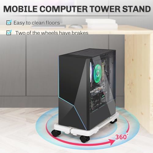 Liitrton Mobile CPU Stand Adjustable PC Stand Fits Most PC Towers, White - Image 3
