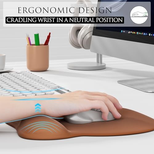MROCO Ergonomic Mouse Pad with Gel Wrist Rest, 9.4 x 8.1 in, Coffee Brown - Image 5