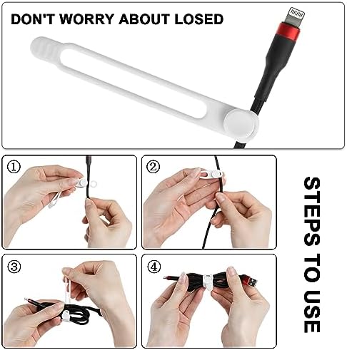 Silicone Cable Ties, Cord Organizer Cable Management, Black White - Image 3