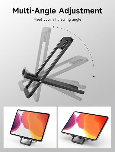 JSAUX Universal Tablet Stand, Fold-Flat Adjustable Holder, Black - Image 6