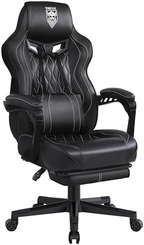 Vonesse Gaming Chair, Computer Office Chair with Footrest, Reclining Gaming Chairs for Adults, Big and Tall Ergonomic Gaming Chair with Lumbar Support and Massage (Black) by Vonesse