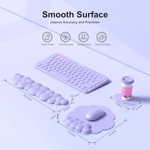 MOKURU Cloud Mouse Pad with Wrist Rest, Cloud Keyboard Wrist Rest, Mouse Pad Wrist Support, Ergonomic Keyboard Mouse Wrist Support (Purple) - Image 6