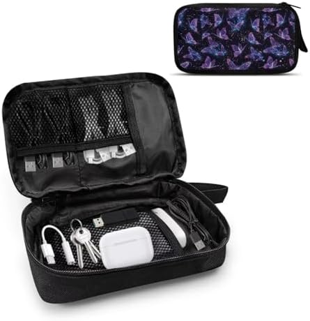 Glitter Butterfly Print Storage Bag Practical Earphone Bags Cable Organizer Bags Power Bank Bag Data Cables Storage Pouch Headset Organizing Pouch Multipurpose Bags - Image 2