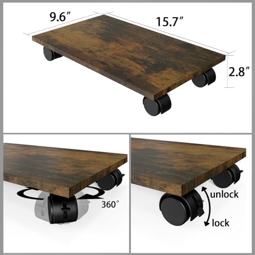 CPU Stand、Computer Tower Stand、Mobile CPU Holder with 4 Caster Wheels Fits for PC、Printer、Most Computer Tower、Office、Home、Planter Caddies、Dog Bowl Stand (Vintage) - Image 2