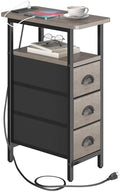 sthmec End Table with Charging Station,Narrow Side Tables with USB Ports and Outlets,Skinny Bedside Tables with 3 Drawers,Small Tables Nightstands for Small Space,Slim Sofa Table for Livingroom,Grey by Unknown