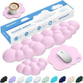Cloud Wrist Rest Keyboard Cushion and Cloud Mouse Pad, Pink | 4-in-1 Ergonomic Cloud Keyboard Wrist Rest Set, Memory Foam, Arm Support for Palm, Cute Desk Accessory for PC Gaming Setup by Unknown