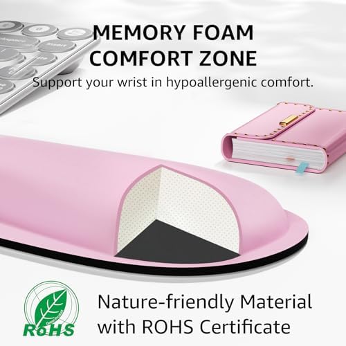KTRIO Keyboard Wrist Rest & Mouse Pad with Wrist Rest, Pale Pink | Memory Foam Wrist Support, Ergonomic Design, Non-Slip Base, Office and Home Use - Image 3
