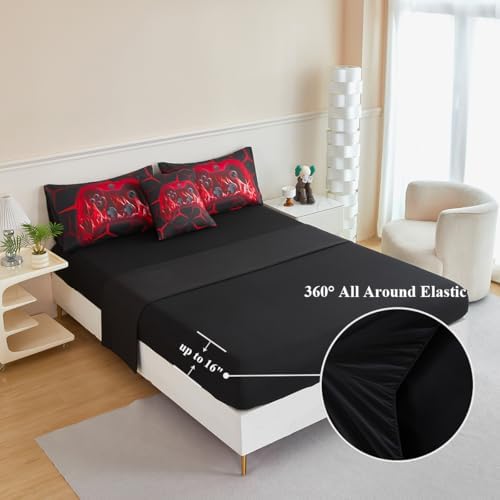 Twin Boys Bedding Set 6 Pieces Black Red Gaming Comforter Set - Image 6
