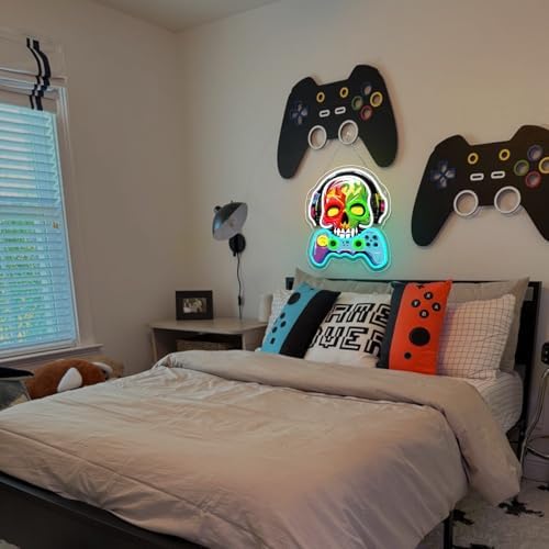 Game Neon Sign Skull Neon Sign For Wall Decor Teen Boy Room Decor - Image 3