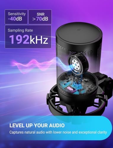 FIFINE AmpliGame A6V USB Gaming Microphone, Condenser RGB Mic for Streaming - Image 3