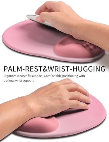 Palm-Rest and Wrist-Hugging Mouse Pad Wrist Rest, Ergonomic Wrist Support with Curve Fitting Cushioned Memory Foam for Carpal Tunnel Pain Relief, 9.9 x 8.3 Inch, Blush Gradient - Image 3