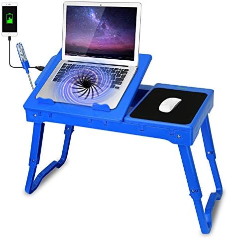 Moclever Laptop Table for Bed-Multi-Functional Laptop Bed Table Tray with Internal Cooling Fan & 2 Independent Laptop Stands-Foldable & 3 Different Height Laptop Desk-LED Lamp-4 Port USB by Moclever