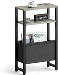 Narrow Side Table, Slim End Table with Magazine Rack, Skinny Bedside Table for Small Spaces, 3 Tier Sofa Couch Table Nightstand for Living Room, Bedroom,Oak Grey LET503Q by IRCPEN