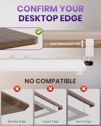 Ergonomic Keyboard Tray Under Desk, 25.6x11.8 Inch Board, White - Image 7