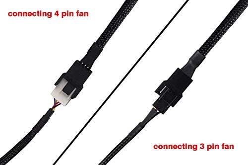 Gebildet 4-Pin PWM Fan Splitter Cable, Sleeved Braided Adapter Computer PC Fan Power Extension Cable 1 to 3 Converter for Computer ATX Case 4-Pin/3-Pin Cooling Fan Cable - Image 2