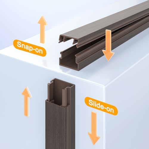 Delamu 157in Cord Covers for Wires on Wall, One-Cord Cord Hider, TV Cord Hider for Wall Mounted TV, Wire Hider Wire Covers for Cords on Wall, Cable Management for Home & Office, W0.55 H0.4in, DarkWood - Image 5