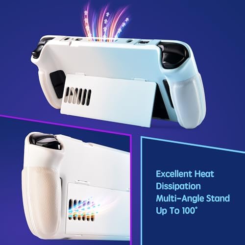 UYIYE Case for Steam Deck OLED & LCD with Kickstand, White-Blue Gradient - Image 5