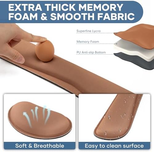 Office Ergonomic Memory Foam Computer Mouse and Keyboard Wrist Rest pad Support Carpal Tunnel, Wrist Rest for Keyboard and Mouse, Wrist Support Set - Image 5