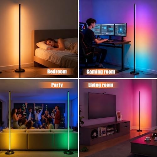 Led Corner Lamp – Bonus RGB TV Backlight – RGBIC Corner Floor Lamp with 16M+ Colors, 300+ Effects, Music Sync, 5V/2A Adapter, Perfect Ambient Lighting for Living Room, Bedroom & Gaming Setup - Image 7