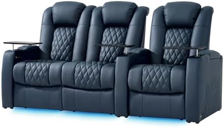 comfiroom Top-Grain Leather Home Theater Seating, Dual-Motor Power Recliner by comfiroom