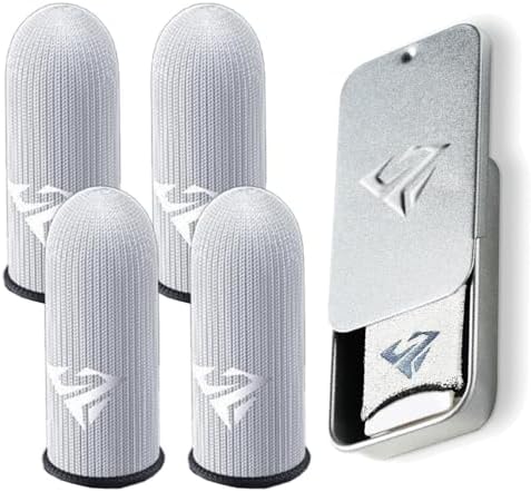 2Pairs Mobile Game Fingertip Gloves Sweatproof Anti-Slip Touch Screen Finger Sleeve Breathable Gaming Fingertip Cover Glass Silver Fiber by Unknown